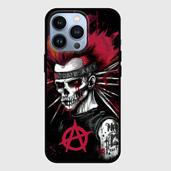 Чехол для iPhone 13 Pro Скелет панк анархист, цвет: 3D-черный