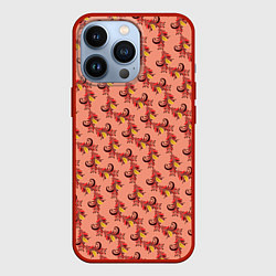 Чехол для iPhone 13 Pro Декоративный растительный орнамент, цвет: 3D-красный