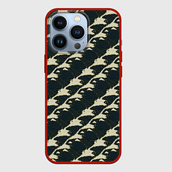 Чехол для iPhone 13 Pro Японский паттерн гор, цвет: 3D-красный