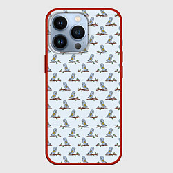 Чехол для iPhone 13 Pro Совушки на ветках, цвет: 3D-красный