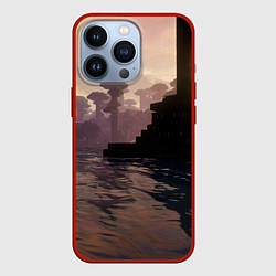 Чехол для iPhone 13 Pro Minecraft - река в лесу, цвет: 3D-красный