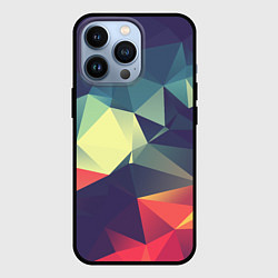 Чехол для iPhone 13 Pro Разноцветный полигональный узор, цвет: 3D-черный