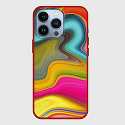 Чехол для iPhone 13 Pro Волны цвета, цвет: 3D-красный