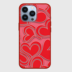 Чехол для iPhone 13 Pro Love hearts, цвет: 3D-красный