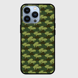 Чехол для iPhone 13 Pro Свиньи 18 камуфляж, цвет: 3D-черный