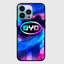 Чехол для iPhone 13 Pro BYD неоновый космос, цвет: 3D-черный