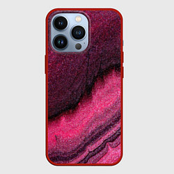 Чехол для iPhone 13 Pro Блёстки розовые, цвет: 3D-красный