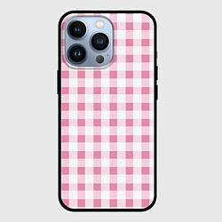 Чехол для iPhone 13 Pro Барби-розовый: клетка, цвет: 3D-черный