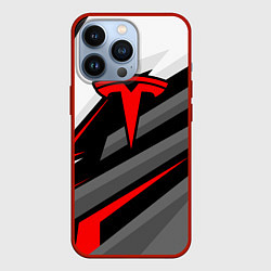 Чехол iPhone 13 Pro Tesla - красная линия