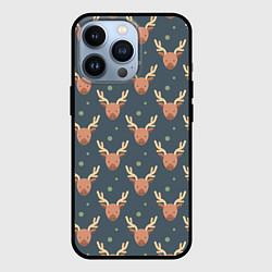 Чехол для iPhone 13 Pro Паттерн милый лось, цвет: 3D-черный