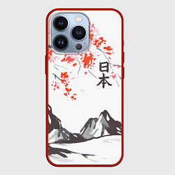 Чехол для iPhone 13 Pro Цветущая сакура и солнце - Япония, цвет: 3D-красный