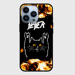 Чехол iPhone 13 Pro Slayer рок кот и огонь