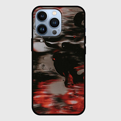 Чехол iPhone 13 Pro Чёрные и красные волны