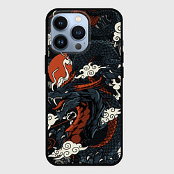 Чехол для iPhone 13 Pro Дракон в японском стиле, цвет: 3D-черный