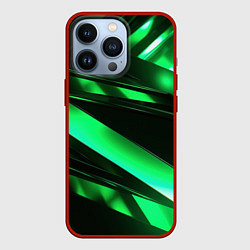 Чехол для iPhone 13 Pro Зеленая неоновая абстракция, цвет: 3D-красный