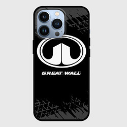 Чехол iPhone 13 Pro Great Wall speed на темном фоне со следами шин