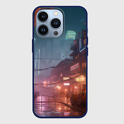 Чехол для iPhone 13 Pro Киберпанк город будущего, цвет: 3D-тёмно-синий