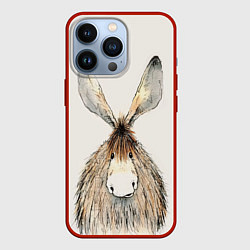 Чехол для iPhone 13 Pro Ушастый ослик, цвет: 3D-красный