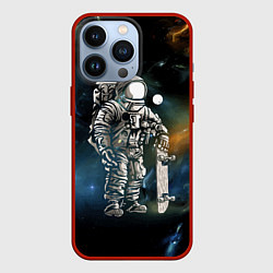 Чехол для iPhone 13 Pro Космонавт-скейтбордист, цвет: 3D-красный