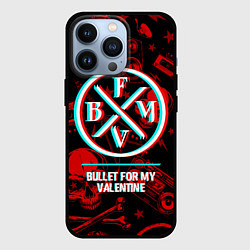 Чехол для iPhone 13 Pro Bullet For My Valentine rock glitch, цвет: 3D-черный
