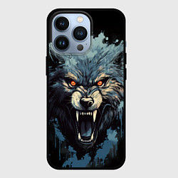 Чехол для iPhone 13 Pro Blue black wolf, цвет: 3D-черный