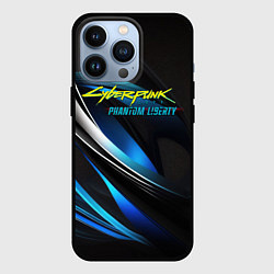 Чехол для iPhone 13 Pro Cyberpunk 2077 phantom liberty blue abstract, цвет: 3D-черный