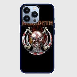 Чехол для iPhone 13 Pro Megadeth - боевой череп, цвет: 3D-тёмно-синий