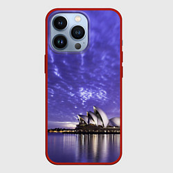 Чехол для iPhone 13 Pro Сидней в фиолетовом в закате, цвет: 3D-красный