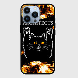 Чехол для iPhone 13 Pro Architects рок кот и огонь, цвет: 3D-черный