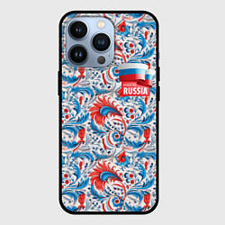 Чехол для iPhone 13 Pro Russia pattern, цвет: 3D-черный