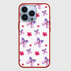 Чехол для iPhone 13 Pro Spring butterflies, цвет: 3D-красный