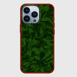 Чехол для iPhone 13 Pro Хаки камуфляж, цвет: 3D-красный