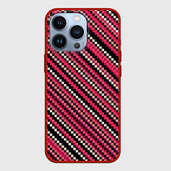 Чехол для iPhone 13 Pro Полосы пиксели красный, цвет: 3D-красный