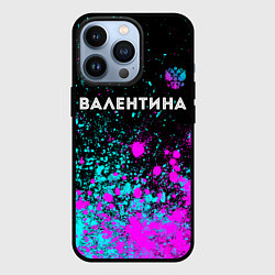 Чехол iPhone 13 Pro Валентина и неоновый герб России: символ сверху