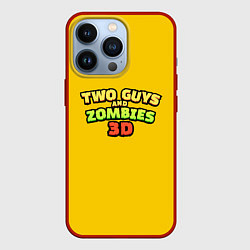 Чехол iPhone 13 Pro Two Guys & Zombies 3D - Лого на желтом