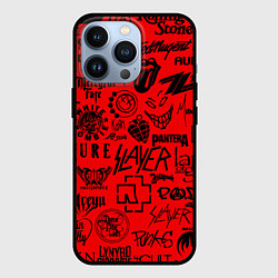 Чехол для iPhone 13 Pro Лучшие рок группы на красном, цвет: 3D-черный
