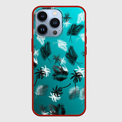 Чехол для iPhone 13 Pro Летний узор с пальмами, цвет: 3D-красный