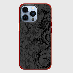 Чехол для iPhone 13 Pro Black dragon - grunge, цвет: 3D-красный