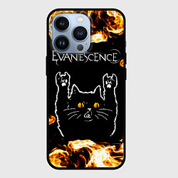 Чехол для iPhone 13 Pro Evanescence рок кот и огонь, цвет: 3D-черный