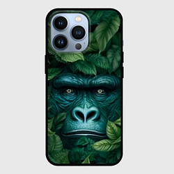 Чехол для iPhone 13 Pro Горилла в кустах джунгли, цвет: 3D-черный