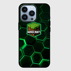 Чехол для iPhone 13 Pro Minecraft Logo Плиты, цвет: 3D-черный