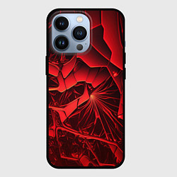 Чехол для iPhone 13 Pro Объемные красные разломы, цвет: 3D-черный