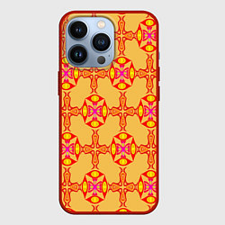 Чехол для iPhone 13 Pro Желто-оранжевый мотив, цвет: 3D-красный