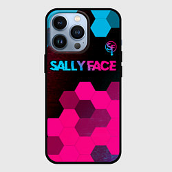 Чехол для iPhone 13 Pro Sally Face - neon gradient: символ сверху, цвет: 3D-черный