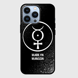 Чехол для iPhone 13 Pro Marilyn Manson glitch на темном фоне, цвет: 3D-черный