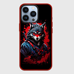 Чехол для iPhone 13 Pro Волк-самурай, цвет: 3D-красный