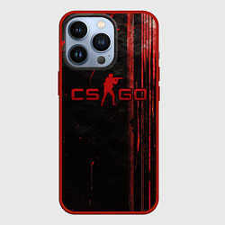 Чехол для iPhone 13 Pro CS GO black red brushes, цвет: 3D-красный