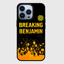 Чехол для iPhone 13 Pro Breaking Benjamin - gold gradient: символ сверху, цвет: 3D-черный