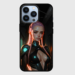 Чехол для iPhone 13 Pro Красивая девушка киберпанк, цвет: 3D-черный