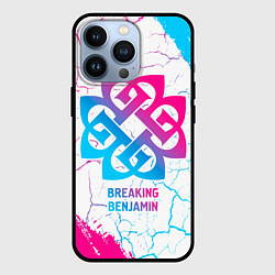 Чехол для iPhone 13 Pro Breaking Benjamin neon gradient style, цвет: 3D-черный